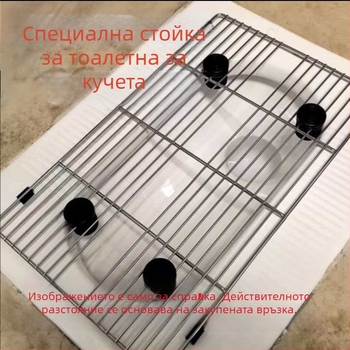 Кучешка тоалетна от неръждаема стомана с мрежесто дъно, размери голям, среден и малък, предназначена за фиксирана дефекация