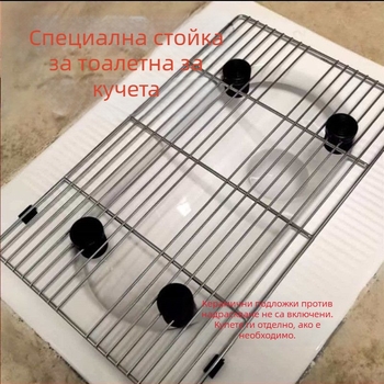 Кучешка тоалетна от неръждаема стомана с мрежесто дъно, размери голям, среден и малък, предназначена за фиксирана дефекация