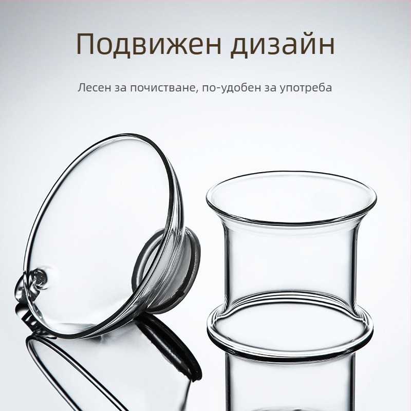 Стъклено чайно сито с висок боросиликатен филтър и филтърна мрежа за чай