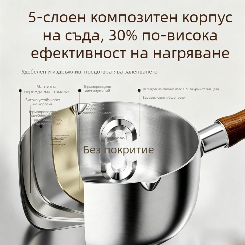Мини тенджера от неръждаема стомана за бебешко мляко и храна, нелепваща за приготвяне на супи и инстантни лапши