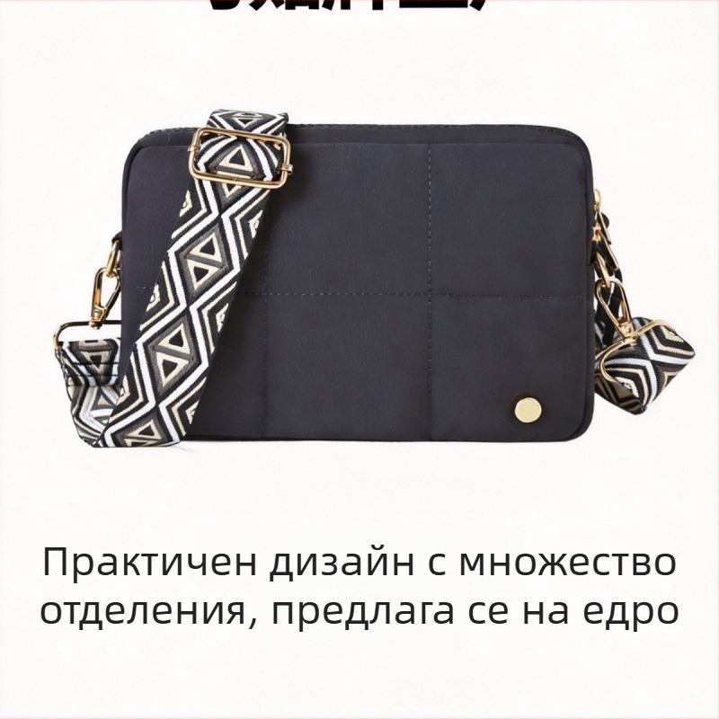 Prosperity кръстосана чанта за през рамо, западен стил, среден размер, луксозна платнена материя, множество отделения, цип, джоб за телефон и камера, вътрешен джоб, пролет 2026