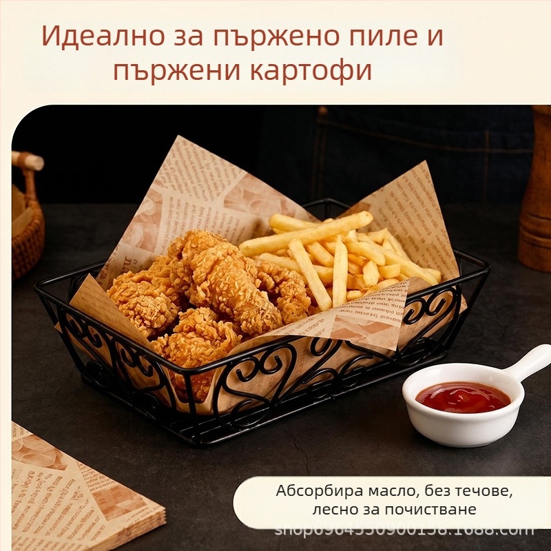 Хартия за попиване на мазнини за храна, хартия за печене, еднократна мазниноабсорбираща хартия за пържено пиле, пържени картофи и барбекю