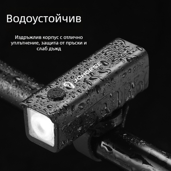 Велосипеден преден фар за нощно колоездене – ABS, водоустойчив, USB-C презареждащ се