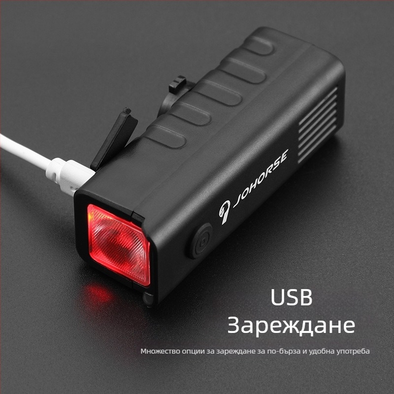 Велосипеден преден фар за нощно колоездене – ABS, водоустойчив, USB-C презареждащ се