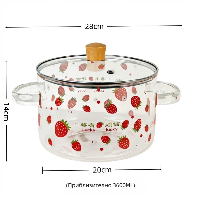Тенджера за яхнии и супи от боросиликатно стъкло, 3600ml, ултра голям капацитет, устойчива на високи температури, подходяща за открит огън, домашна, опростен дизайн