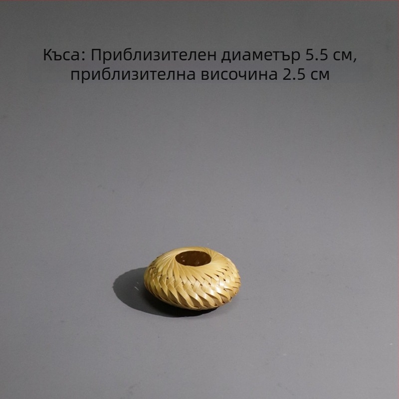 Ръчно изработен държач за капак от бамбук и ратан за чайни съдове – украса за чайна церемония