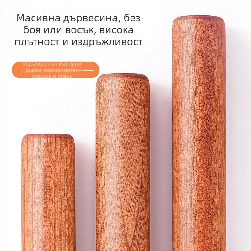 Голям дървен точилка за разточване на кори за пелмени, масивно дърво бук
