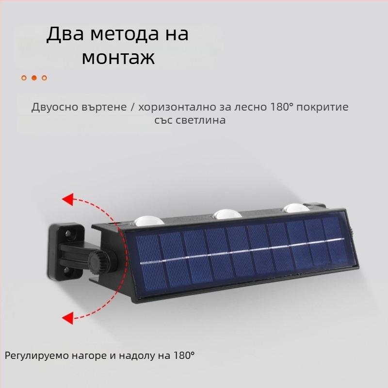 Соларна ъглова стенна лампа за външно осветление с ефект на измиване на стената, IP65 водоустойчива, корпус от пластмаса, топла светлина 3000K, LED диоди 2/4/6/8/10.