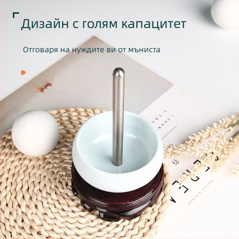 Ръчно изработен инструмент за нанизване на мъниета от бук дърво и смола, с купичка за мъниета за бързо нанизване