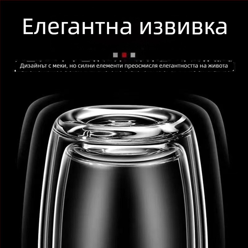Чаша с форма на яйце и капак с едно натискане, двойно-слойна боросиликатова стъклена чаша, голям капацитет, термоустойчива