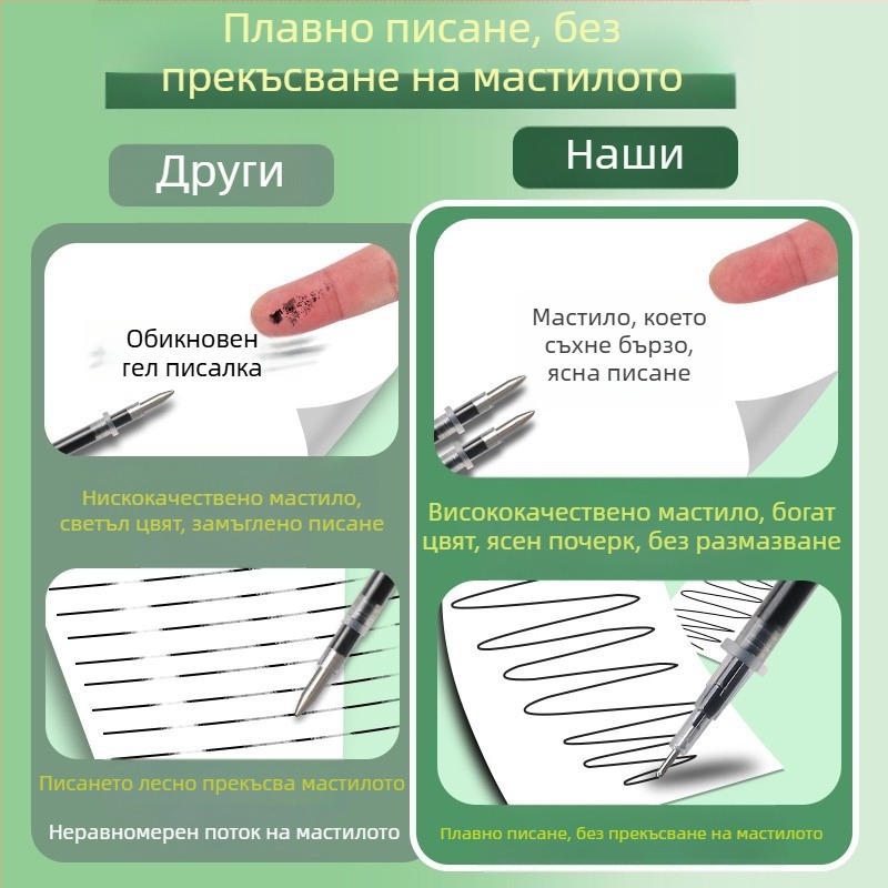 100 пълнители за гел писалка, черни, с игловиден или конусовиден връх, замяна за ученическа употреба