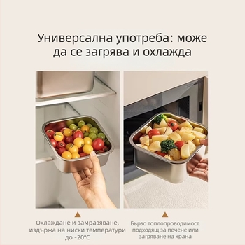304 неръждаема стомана Портативна кутия за съхранение на храна и плодове с капак