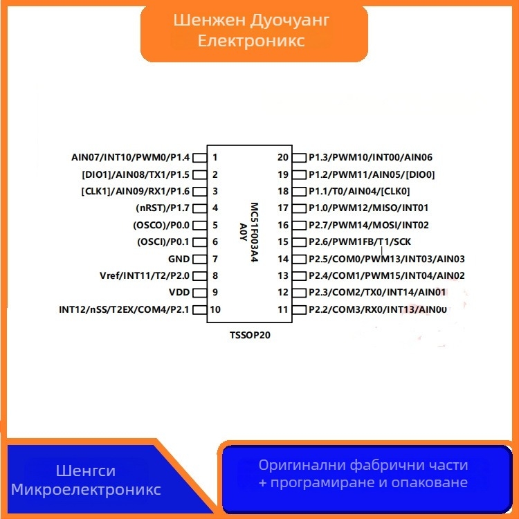 MC51F003A4A0Y Shengsi Micro TSSOP-20 интегрална схема, 16K памет, 16 MHz процесор