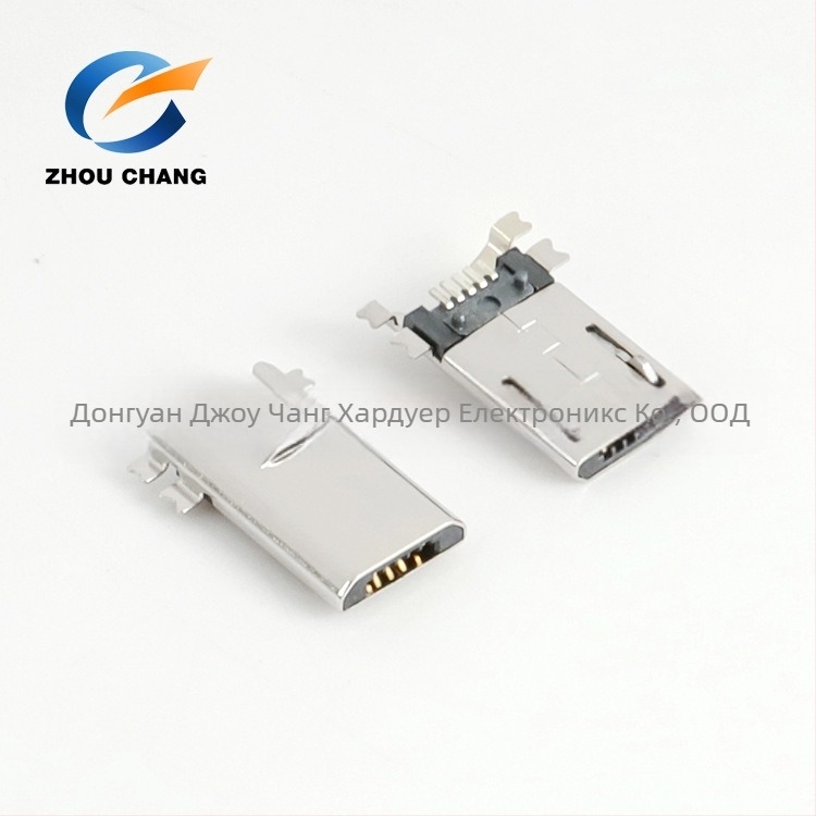 USB Micro-B конектор, 5-пинов, 180°, SMT монтаж върху платка