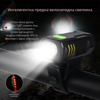 Велосипедна предна светлина, водоустойчива, висока яркост за нощно каране, аксесоари за планинско колоездене