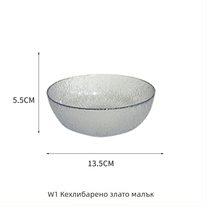 Стъклена купа с текстура за десерти и сладолед, плодова чиния в нордически стил