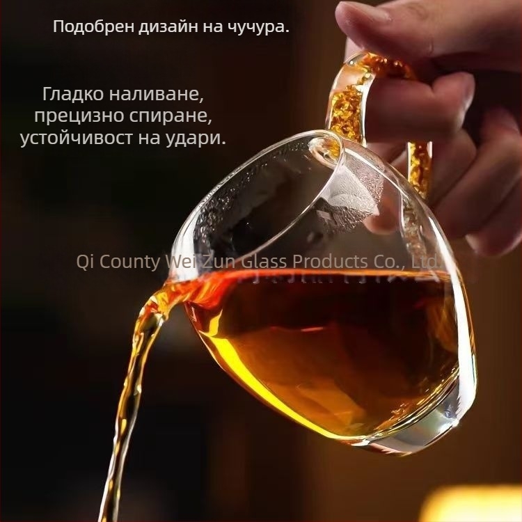 Удебелено термоустойчиво стъкло, чаша за равномерно разпределяне на чай, кристално стъкло със златно фолио, прозрачно луксозно чайно оборудване