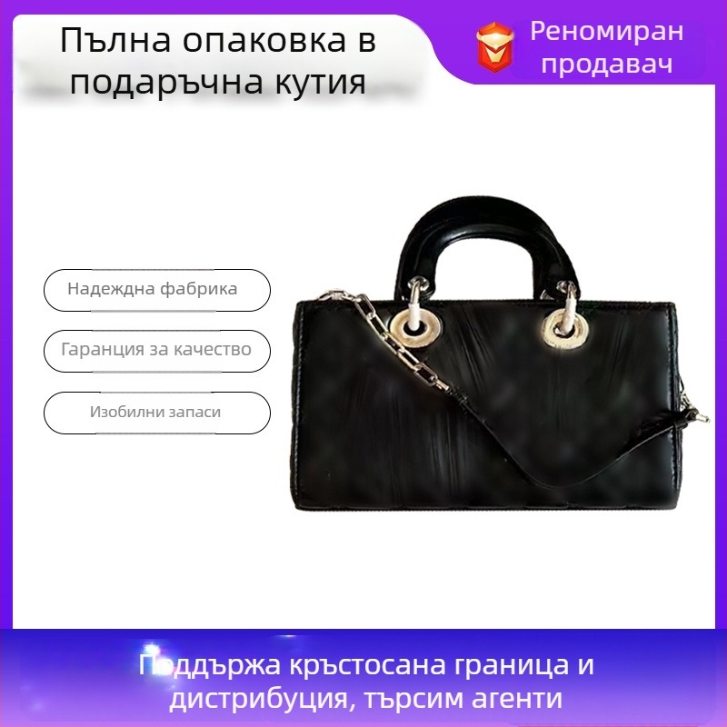 2026 нова кожена дамска чанта, хоризонтална форма, ромбов quilt дизайн, чанта през рамо, елегантна и стилна