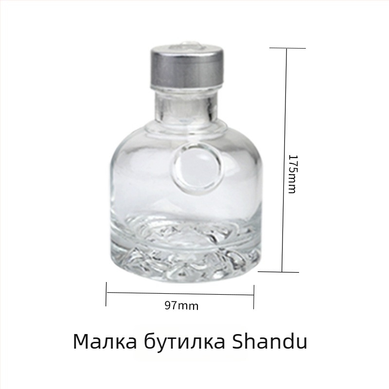125 ml стъклена бутилка за алкохол – комплект от 4 броя в подаръчна кутия, модел Half-Mountain Bottom