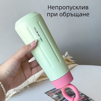 Нова стилна чаша с дизайн на листенца, от 316 неръждаема стомана, изолирана чаша, преносима с дръжка