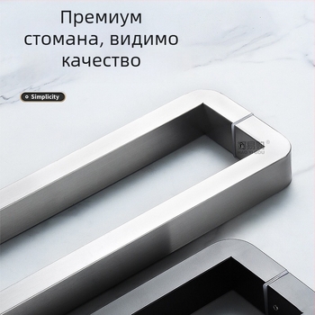 Комплект от две заоблени ръкохватки от неръждаема стомана с квадратна тръба за стъклени и офис врати, черно-розово златисти