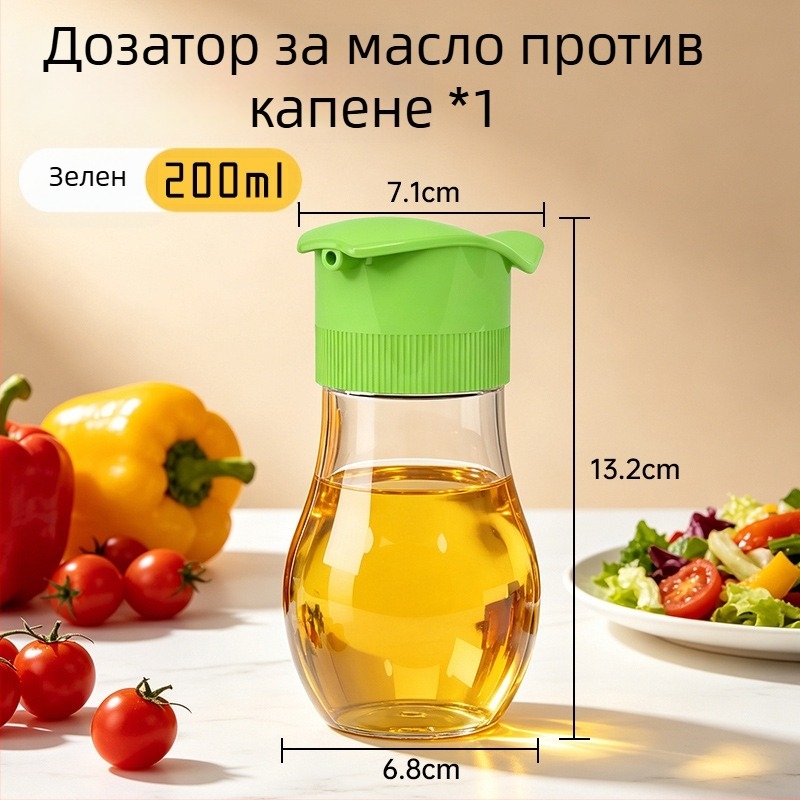 Стъклена кухненска бутилка с защита против протичане за соев сос и оцет, съд за подправки на масата за дома и ресторанта