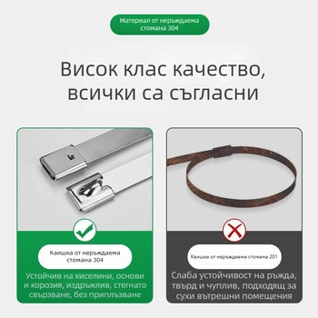 304 неръждаеми кабелни връзки, 4,6 mm ширина, самозатягащи се метални ленти с етикет, морска употреба, устойчиви на корозия