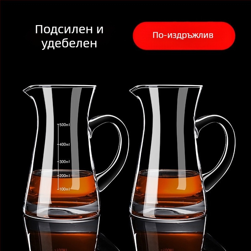Укрепен комплект за напитки със стъклен декантер, винен съд и преливник