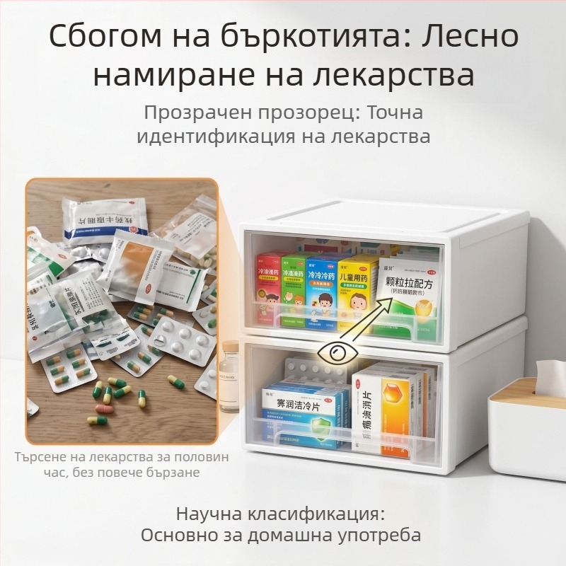 Шкаф за лекарства с чекмеджета, голям капацитет за дома, аптечен организатор
