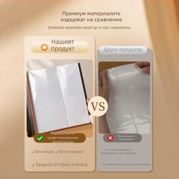 6-инчов кожен фотоалбум за семейни спомени и запис на растежа на детето, голям капацитет, албум със страници за вмъкване