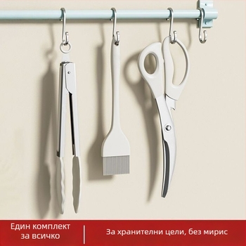 Комплект за барбекю: щипки за барбекю, клип за храна и силиконова четка за мазнини от неръждаема стомана