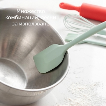 Малък силиконов ролер за тесто, PP комплект за печене, бъркалка за яйца, шпатула, четка за мазнина и инструмент за разточване на тесто за домашна употреба – за торти и бебешка храна