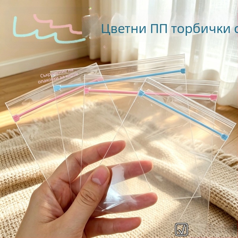 Цветни PP самозалепващи торбички за бижута и козметика, розови с карикатурен дизайн