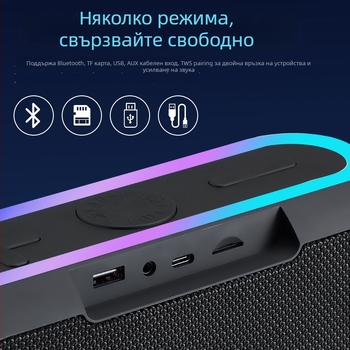 25W Bluetooth колонка със субуфер, преносима външна колонка с слот за TF карта