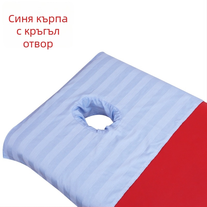 Памучен чаршаф за масажна маса с отвори за цялото тяло, чаршаф за салон за красота с дупкова подложка, квадратен бял чаршаф