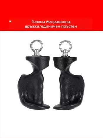 Тренажор за хват с ергономична дръжка и двойна халка и единична халка за разтягане на гръдния кош и гребане