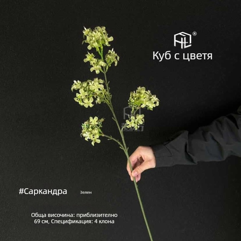 Изкуствено зелено растение с османтус, нов модел; компактна настолна флорална аранжировка за домашен декор и декорация на сватбена зала.