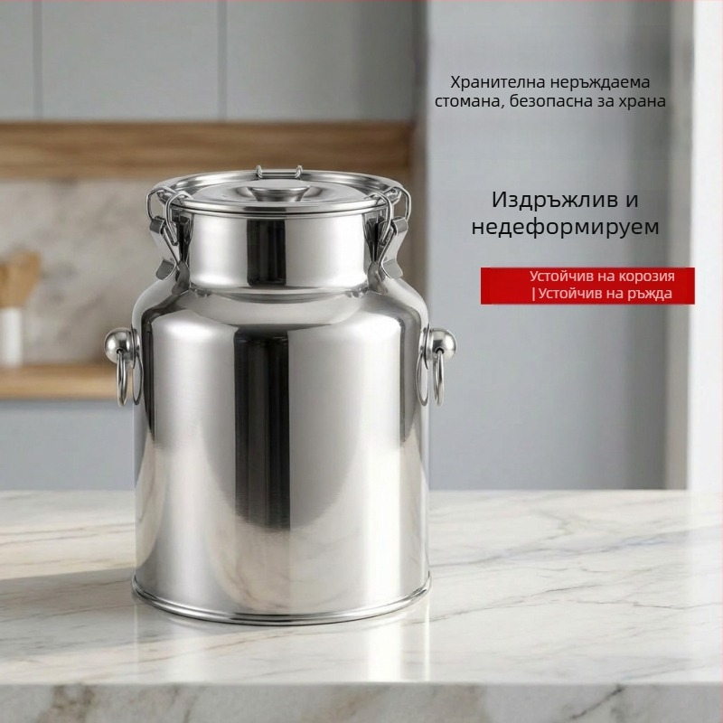 Съд от неръждаема стомана със запечатващ капак, влагозащитен контейнер за хранителни продукти, 5 л канистър за чай и мляко