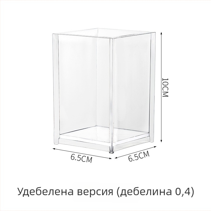 Прозрачен акрилен настолен органайзер за канцеларски материали и четки за грим, мултифункционално съхранение