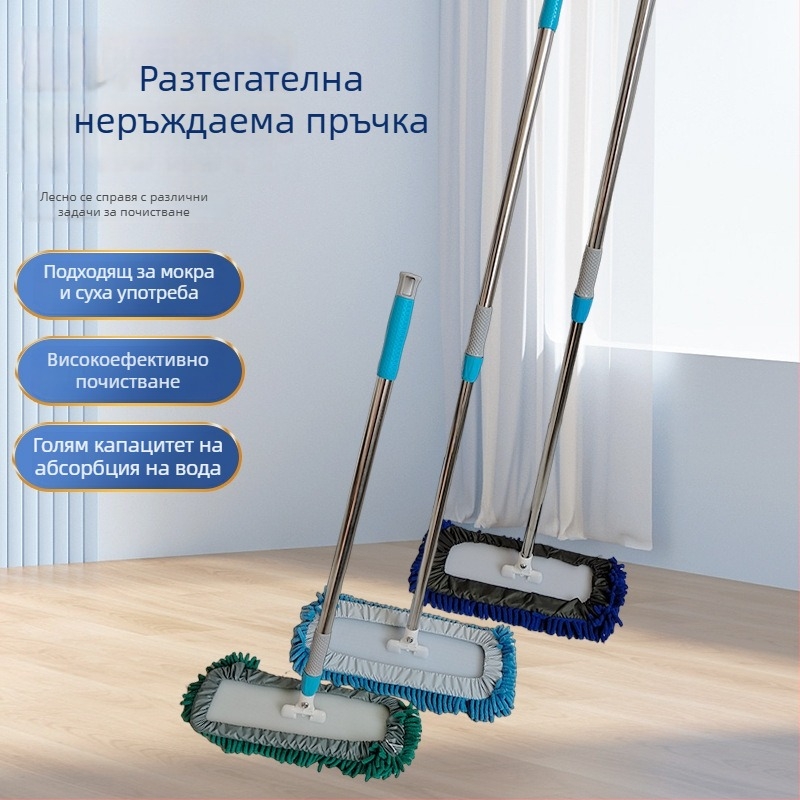 Chenille плосък моп за дома – голям моп за мокро и сухо почистване на дървени подове и плочки