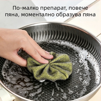 Японски стил кухненски почистващи четки – комплект от 3 бр.: стоманени телени четки за съдове и четки с гъба