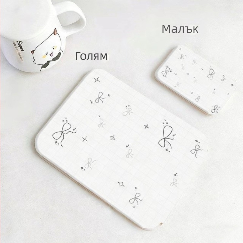 Сладко зайче огледало за грим, сгъваемо, корейски стил с точков принт, настолно преносимо огледало за общежитие