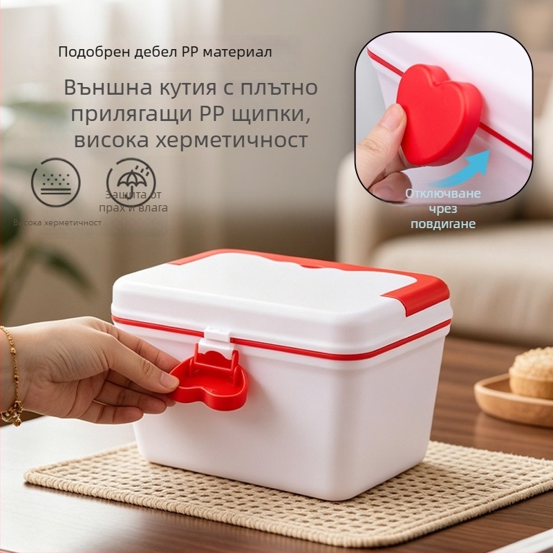 Голям капацитет многоетажна аптечка за домашна употреба с четири отделения
