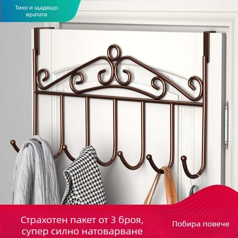 Закачалка за врата и държач за шапки, без следи, тежка закачалка за дрехи за общежитие, стенен монтаж, без пирони