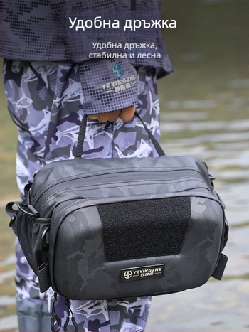 Camper водоустойчива поясна чанта, мултифункционална чанта за рамо, през кръст и раница, риболовна чанта с твърд корпус за примами
