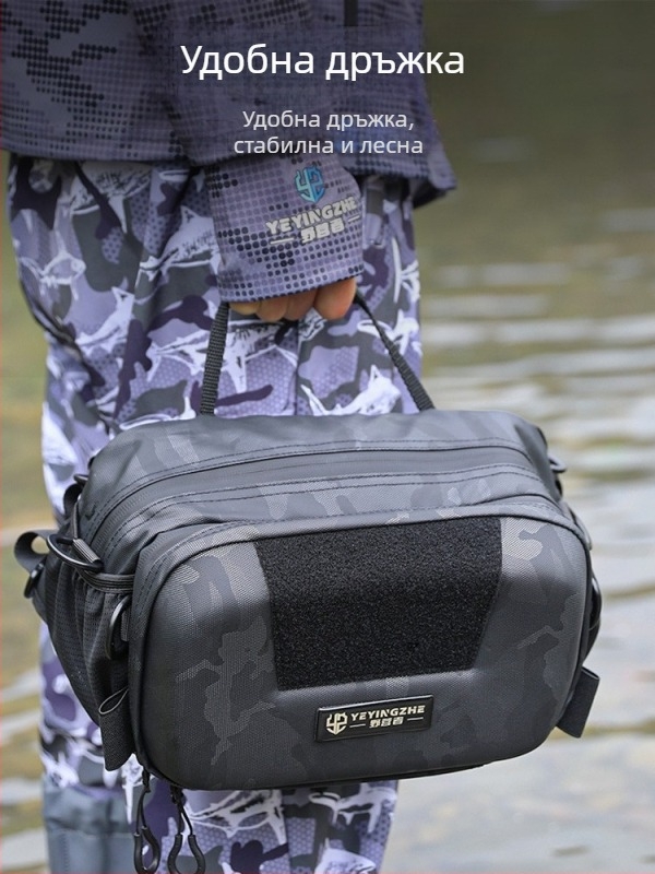 Camper водоустойчива поясна чанта, мултифункционална чанта за рамо, през кръст и раница, риболовна чанта с твърд корпус за примами