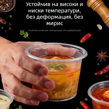 Хранителен клас еднократни PP чаши за пудинг с капак; купички за десерт за щанд