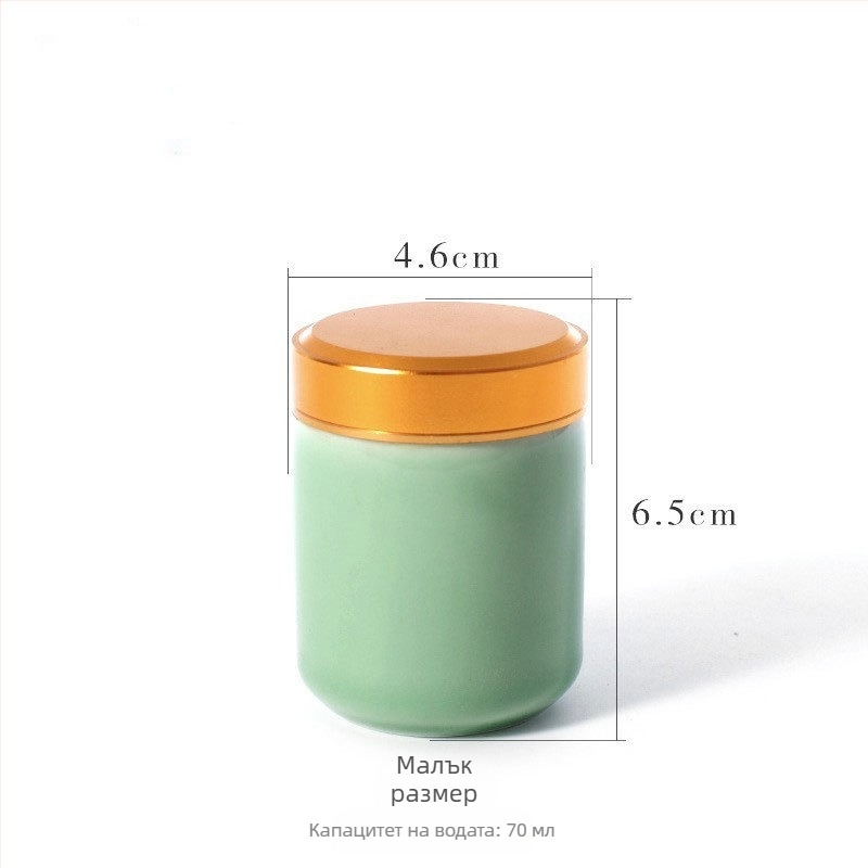 Longquan Celadon керамична чайна кутия, малка преносима туристическа кутия с херметично уплътнение, подаръчна опаковка за чай