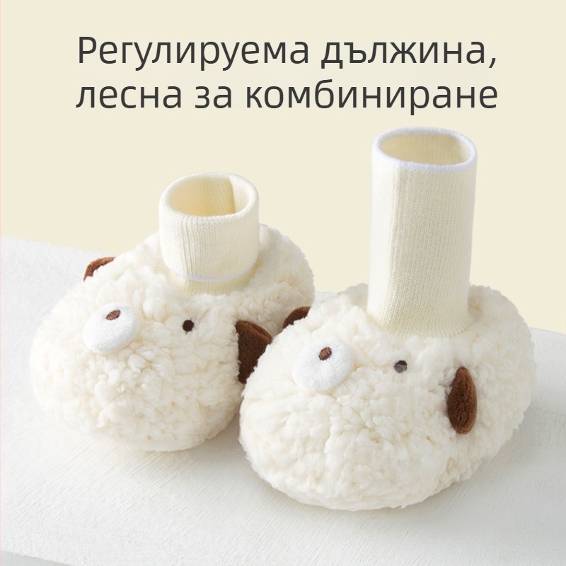 Зимно-есенни дебели обувки за бебета 0–12 месеца, високи обувки с мека подметка и топла флис подплата