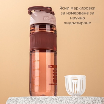 Бутилка за вода за фитнес с голям капацитет, поликарбонат, термоустойчива и преносима, за студенти